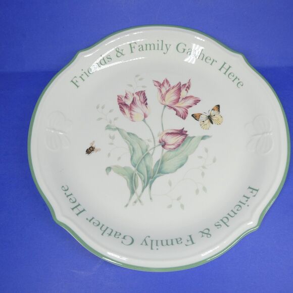 Lenox Butterfly Meadow Sentiment Dessert Platter Friends Family Gather Here 12" - Picture 1 of 6